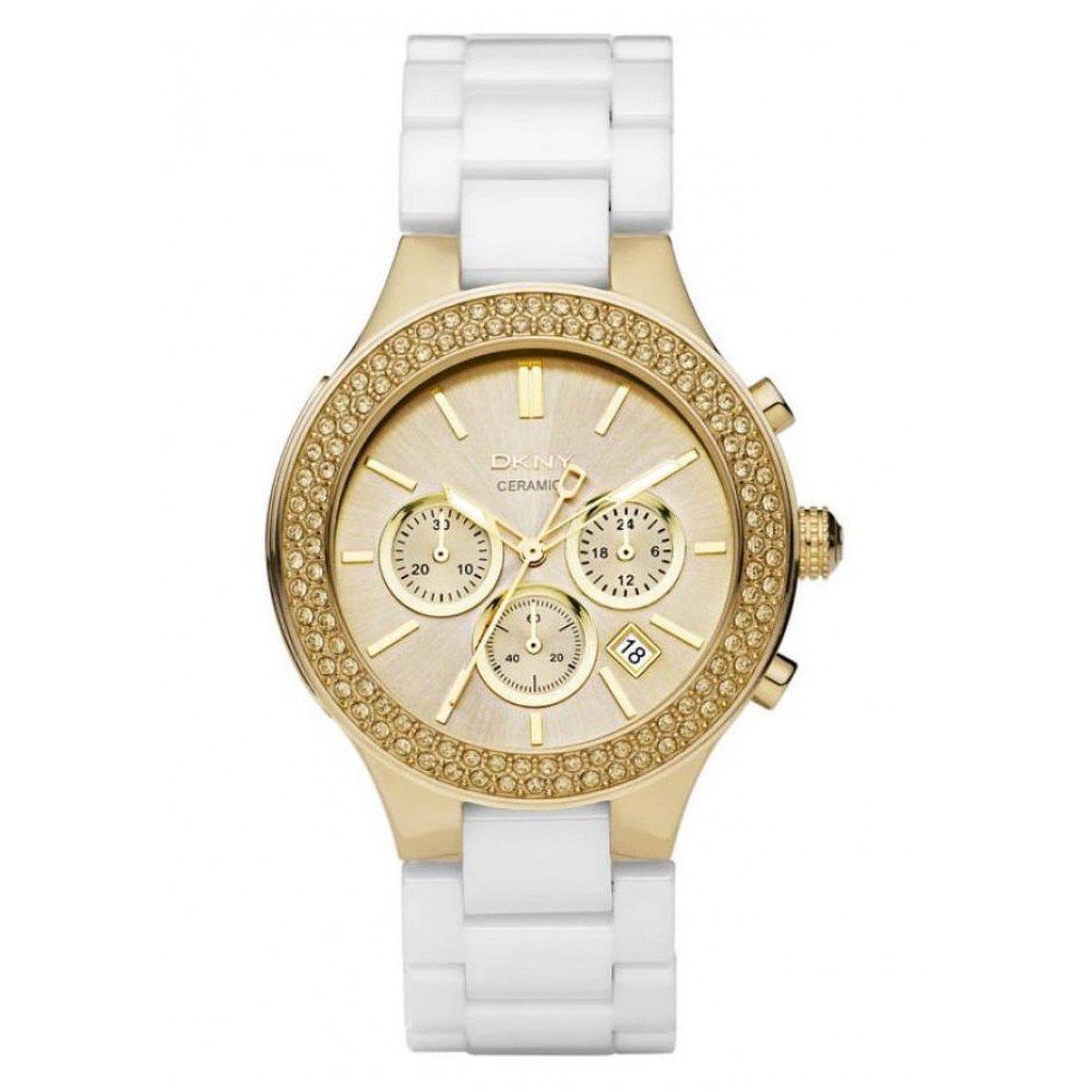 Dkny ceramic discount gold watch